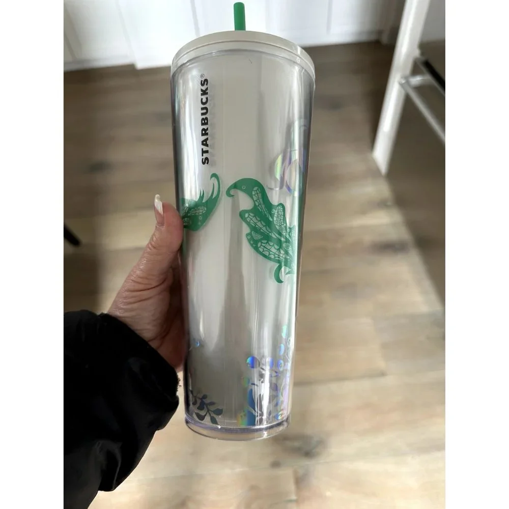 New Starbucks Holiday Winter 2022 Collection Mermaid Siren Iridescent Pearl Whit